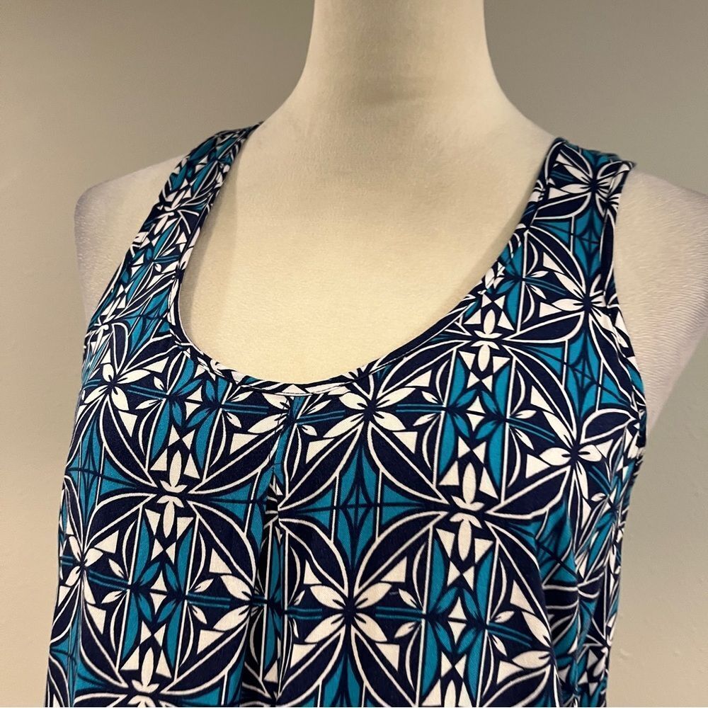 Stylus Blue Geometric Patterned Asymmetrical Dress - image 2